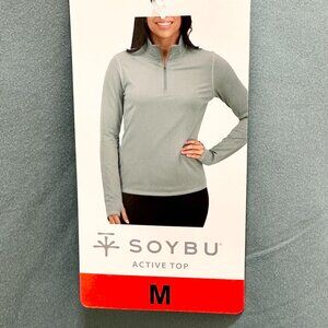 Soybu Women's Long Sleeve Quarter Zip Top Size M Green Activewear Athletic (NEW)